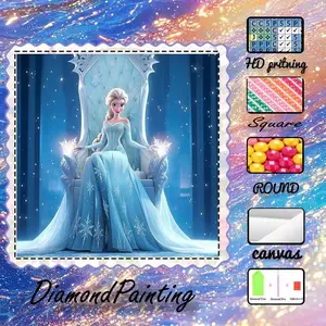 5D-DIY, high-quality velvet canvas, diamond art, diamond painting kit, long dress, throne, AB diamonds, fairy dust diamonds, crystal diamonds, perfect home decoration, handmade diamond art painting kit, special craft diamond art kit