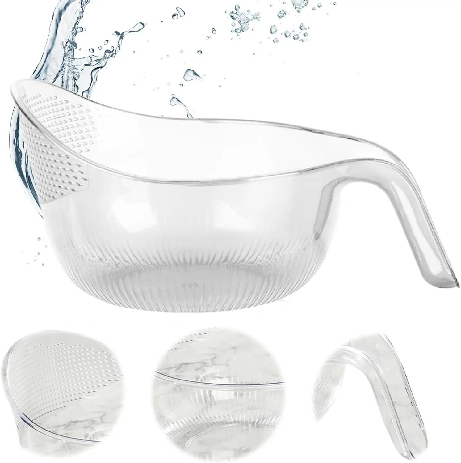 Crystal Clear Rice Strainer - Premium BPA-Free Drain Basket for Vegetables, Fruits & Pasta - TikTok Viral Kitchen Essential with Comfortable Handle