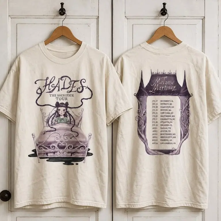 [SALE OFF 50%] Men's Short-Sleeve Melanie Hades The Sacrifice Martinez Tour 2026 T-Shirt, Front and Back Print Concert Tee Cotton