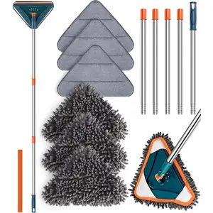 Wall Cleaner Mop with Long Handle, 360? Rotatable Wall Mop, 85" Baseboard Cleaner Tool Duster for Wall Washer Cleaner Tool for Walls/Dust/Ceiling Fans/Baseboard/Floors