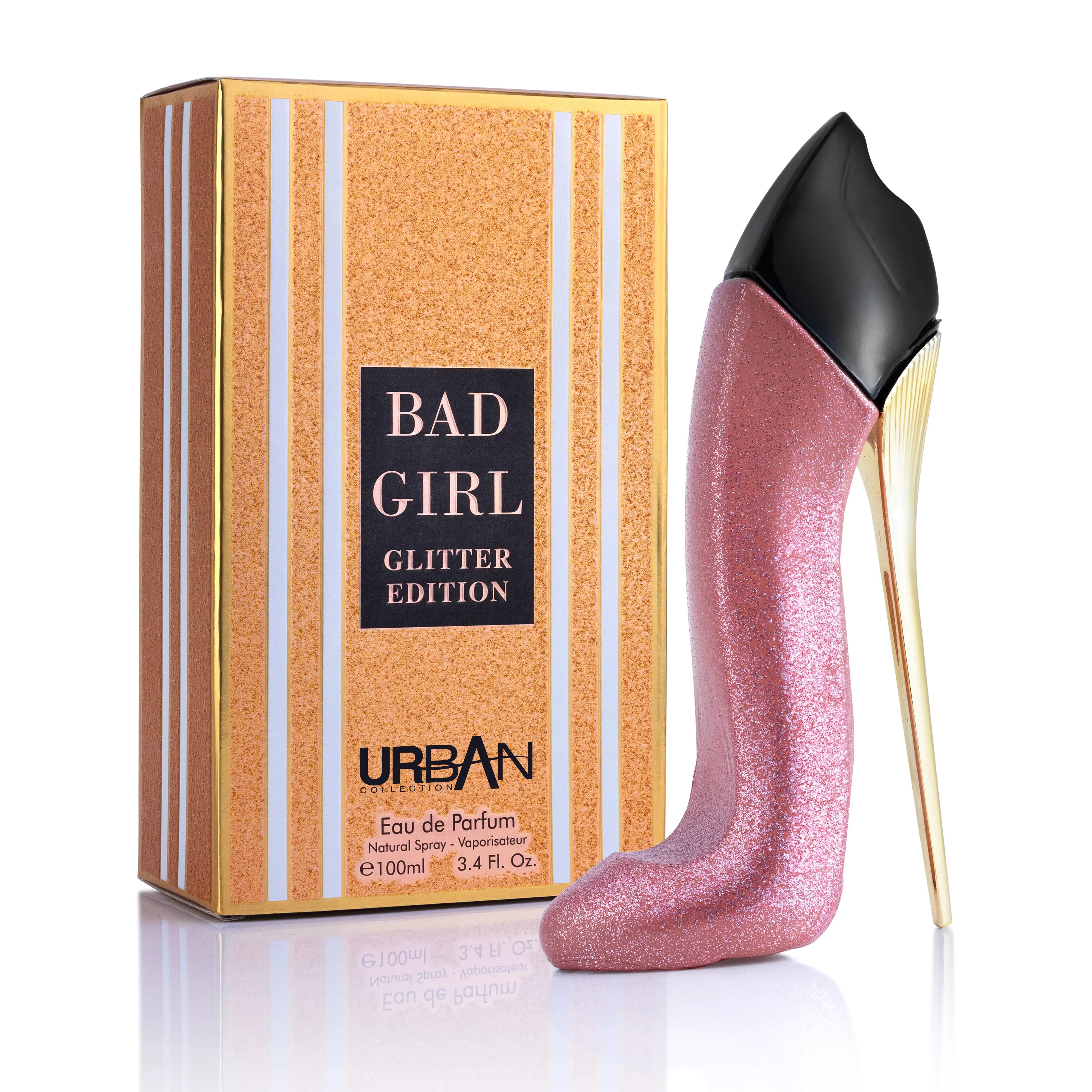 Urban Collection Bad Girl Glitter Eau De Parfum 100ml - Full-Size Packaged Women's Radiant Oriental Floral Fragrance with Almond, Tonka Bean, Vanilla Notes in Elegant Paper Box, Full-Size Women's Fragrance, Edp Fragrance, Single Item, Perfumes For Women,
