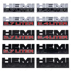Large HEMI 5.7 LITER Modified Car Emblem Suitable for Dodge HEMI 6.4 LITER Pickup Truck ABS Sticker