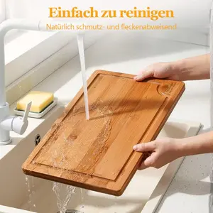 Nifogo Bamboo Cutting Boards Set 3-5 for Kitchen Home Cooking Meal Prep with Deep Juice Grooves Heavy Duty Chopping Board for Meat Vegetables Fruit Charcuterie