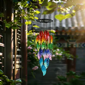Unmatched Stainedglas Glass Maple Leaf Wind Chime, 27 Gradual Colors Suncatcher, Perfect Gift for Friends and Family, Outdoor and Indoor Garden Decor