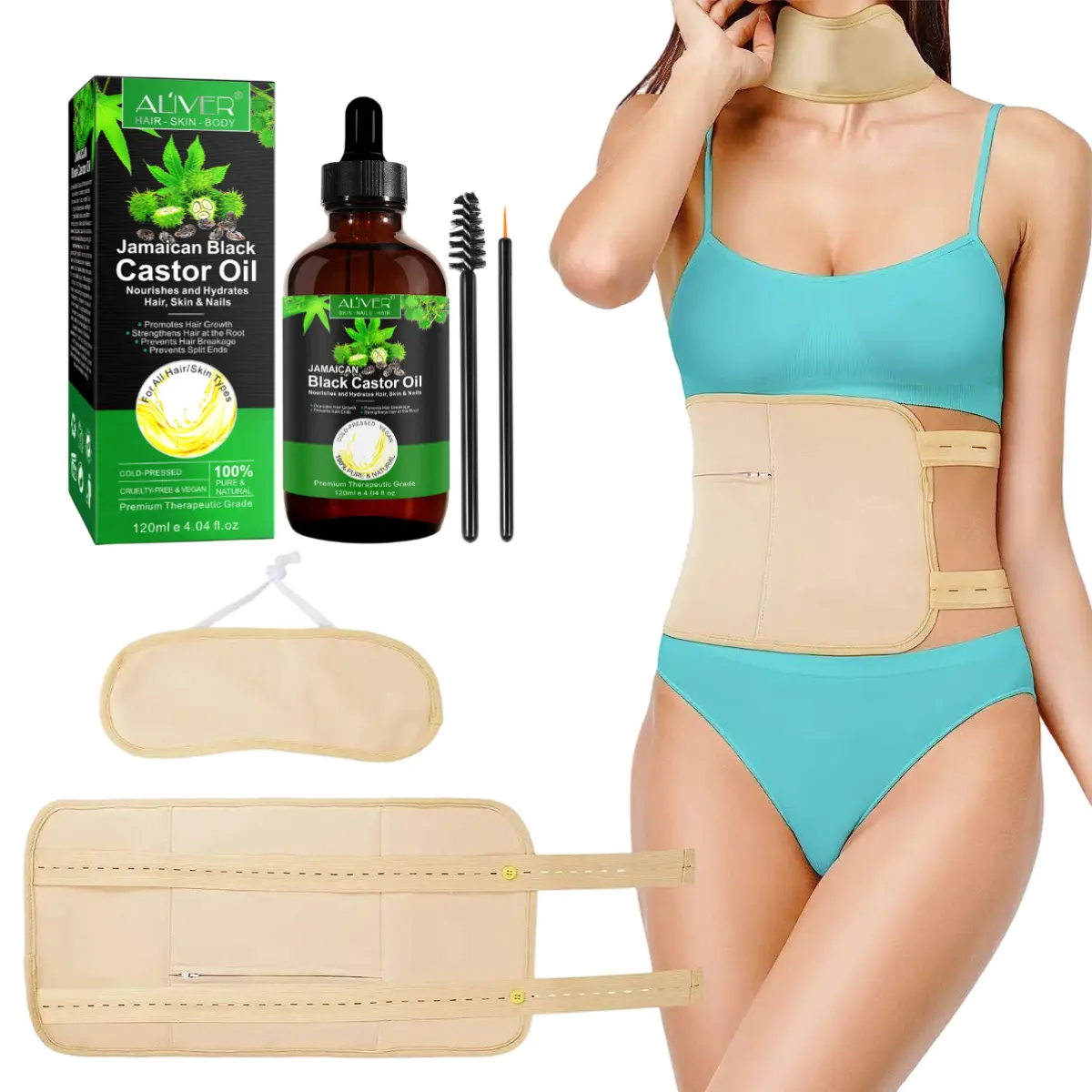 Organic Jamaican Black Castor Oil - 60ml/120ml Pure Cold-Pressed Natural Oil, Cosmetic Solution, Moisturizing Body Care for Hair & Skin Hydration