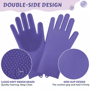 1 Pair Cleaning gloves Pet Bath Massage Silicone Glove,  Bath Shampoo Brush with, PetGrooming Gloves, Pet Supplies, Suitable for pet bathing, kitchen cleaning, household cleaning