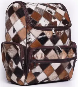 Hidayah Cowhide Backpack Leather Backpack Bag Travel Backpack Dark Brown Cowhide Western Diaper Bag Handmade Cowhide Hair on Bag Laptop Backpack Gift Messenger Bag Canvas Backpack