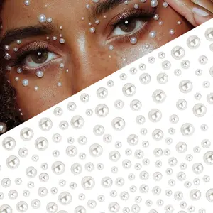 Self-Adhesive Imitation Pearl Stickers, Flat Realistic Pearls for Embellishment, Makeup, Ballroom Dance, Festival, Party, Holiday Eyelash Decoration