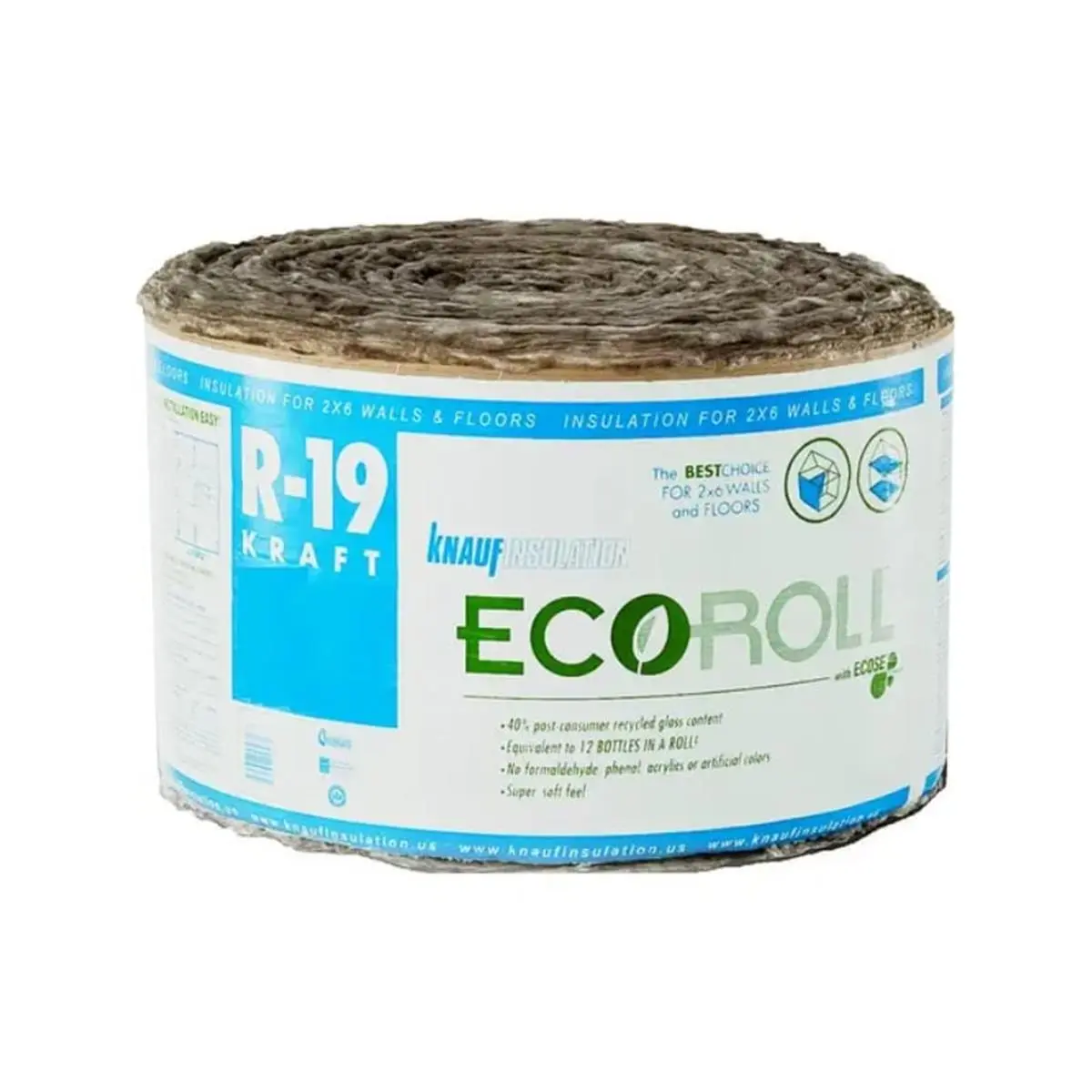 Service Partners  15 in. x 39 ft. 49 sq. ft. R19 Kraft Insulation Role, Wall Insulation, Kraft Faced