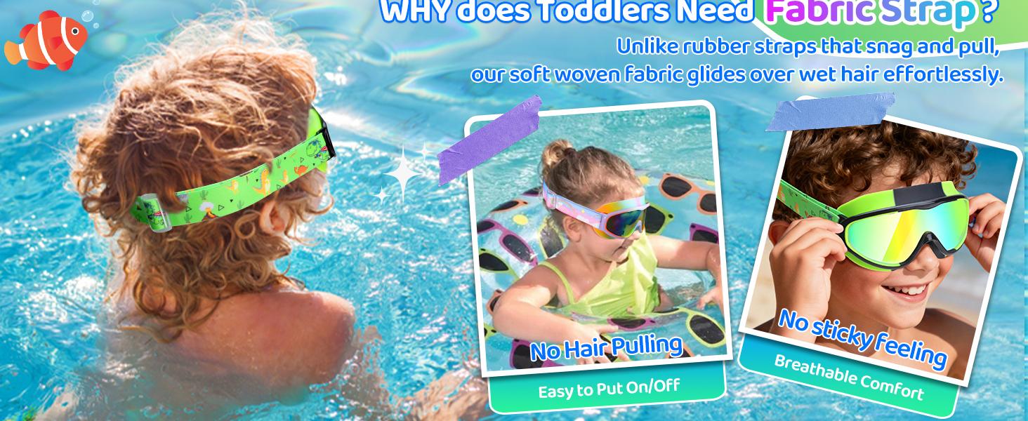[Spring Shine]Vvinca Kids pool accessories with Comfort Fabric Strap, Kids Swim Goggles Wide View Anti-Fog/UV No Leaking Swimming Goggles for 3-12 swimming goggles Swimminggoggles