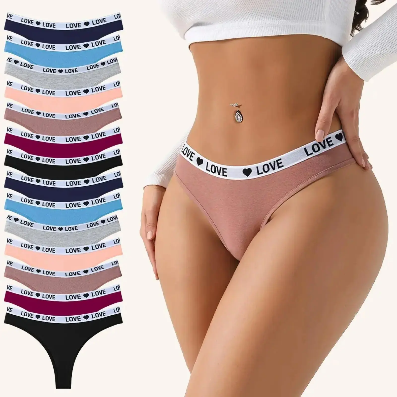Women's Seamless Cotton Low-Rise Thongs - 5-14 Packs Mixed Color No-Show Athletic Panties with Bonded Edge, Everyday Sportswear Underwear for Bridal Use, Sports Clothes, 14Packs--Mixed Color, Activewear, Seamless High Elastic, Soft Stretch Panties, Sleepi