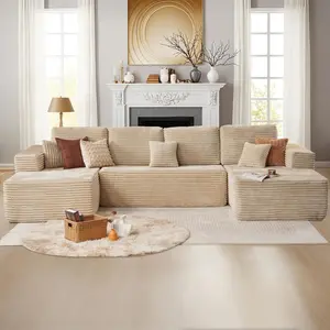 133.1'' Boneless Sectional Couch - Oversized Cloud Sofa with Chaise & Ottoman, No Assembly