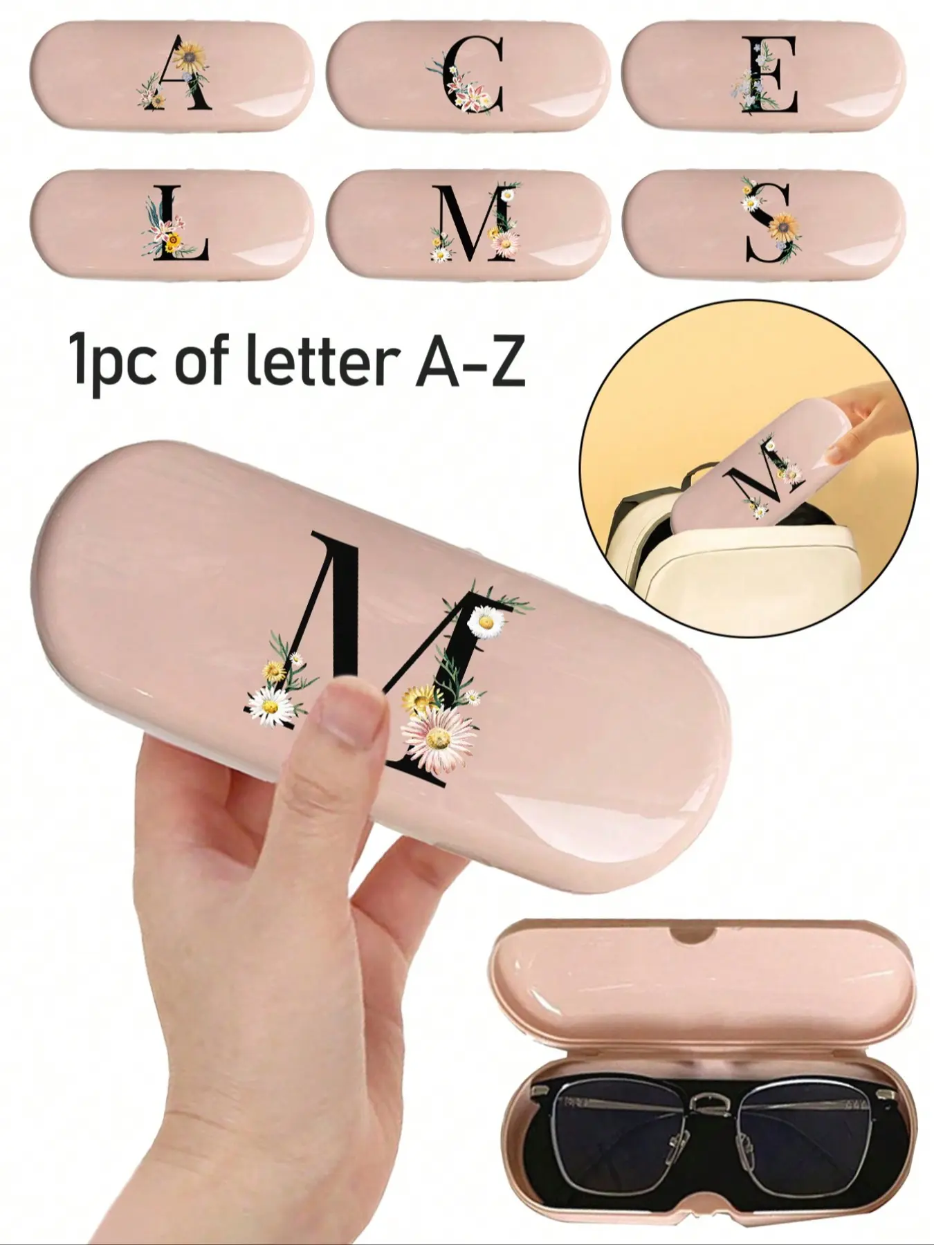 Solid color glasses case, stylish and simple design, easy to carry, waterproof and dustproof, hard shell glasses case, PU leather pink glasses case, unisex portable home glasses organizer, Glasses storage