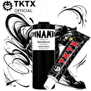 TKTX Dynamlc Painless Tattoo Bundle: 8oz Black Ink, Numbing Cream, Smooth Flow for Detailing & Shading, 6-8hr Relief for All Skin Types