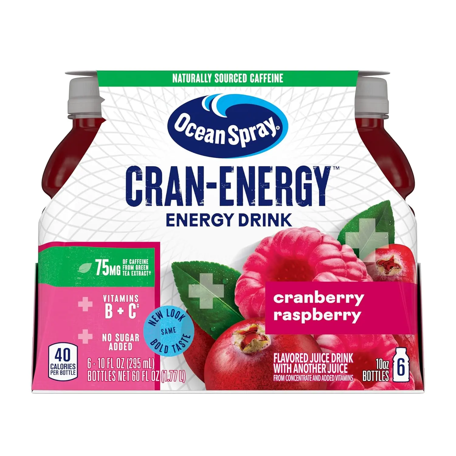 Ocean Spray Cran-Energy Cranberry Raspberry Juice Drinks, 10 Fl Oz Bottles, 6 Count (Pack of 1)
