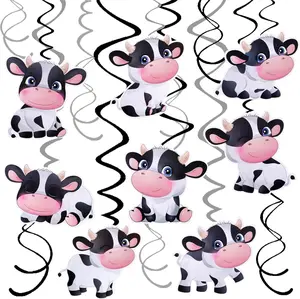 15Pcs Cow Birthday Party Decoration Cow Hanging Swirls for Farm Animal Theme Birthday Party Supplies Set Ornaments