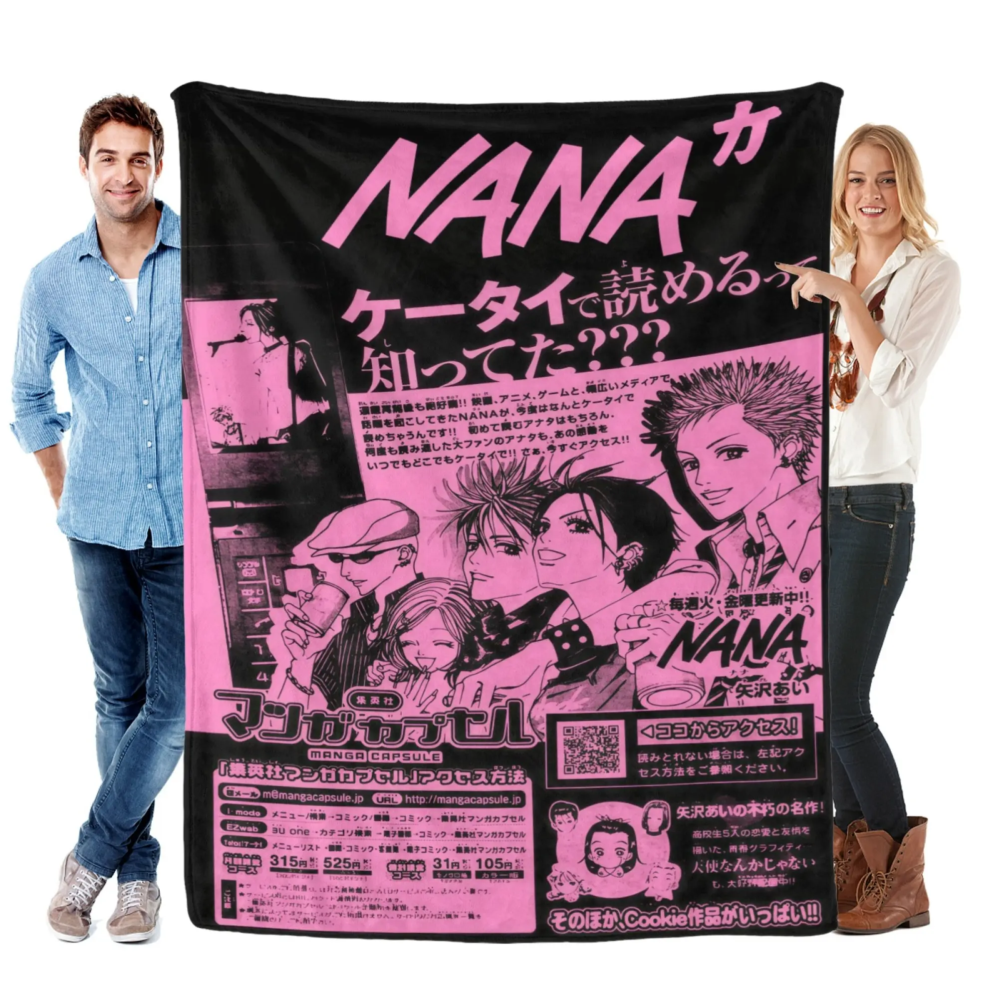 Nana Anime Character Print Blankets - Flannel Fabric, Plush Travel Throw for Bedroom, Living Room Decor, Office Use, Anime Series Manga Look Holiday Gifts for Family, Valentine