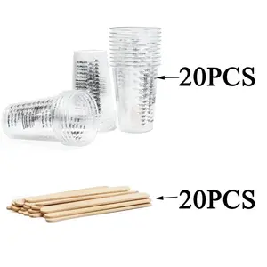 20pcs Measuring Cup Set with 20pcs Mixing Sticks - Perfect for Mixing Paint, Pigments, Epoxy Resins, DIY Resins