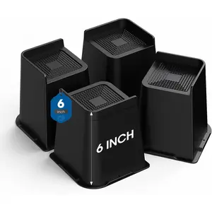 Heavy Duty Bed Risers Multiple Sizes Up to 6000 Lbs L Shaped Bed Lifts Blocks for Couch Desk Sofa Table Black 6 Inch 4 Pack