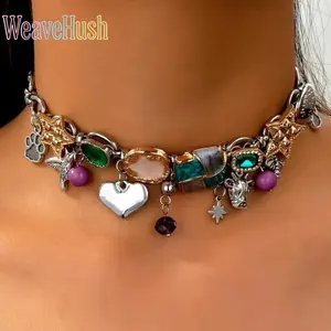 Women's 2026 Trendy Bohemian Bull Head & Bee Pendant Necklace - Vintage Hand-Painted Enamel Star Charm, Stacked Layered Chain, Artisan Craft Jewelry for Daily Wear, Music Festivals, Valentine’s Day Gifts
