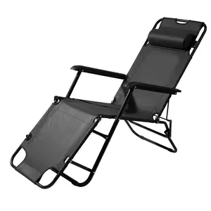 Portable Dual Purposes Extendable Folding Reclining Chair Black Portable Dual Purposes Extendable Folding Reclining Chair Black