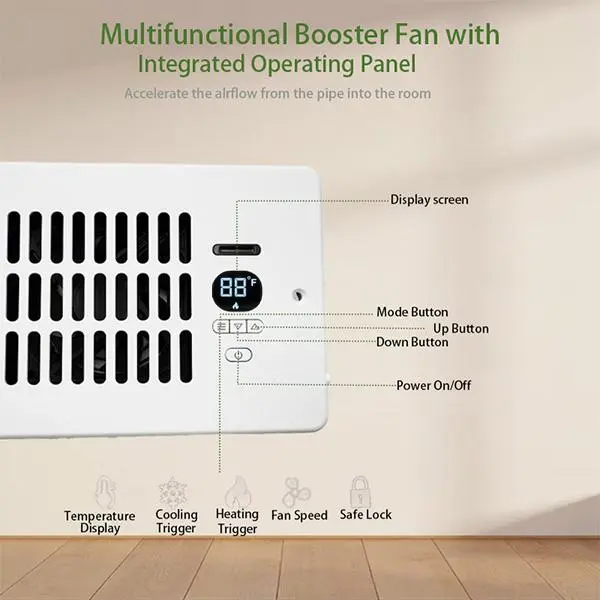 Exhaust Fan Booster Multi-Functional Ultra-Quiet Pressure-Boosting Fan for Home Office & Outdoor Use