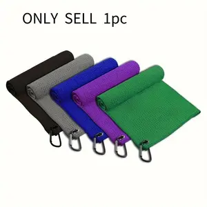 1pc Golf Towel, Microfiber Fabric Waffle Pattern Golf Towel With Heavy Duty Carabiner Clip, For Men And Women, Golf Accessory