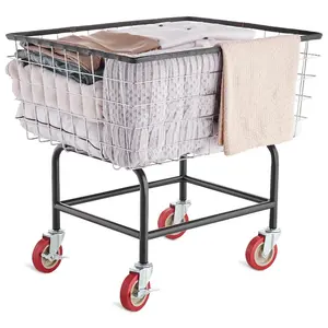 VEVOR Wire Laundry Cart, 4.5 Bushel Wire Laundry Basket with Wheels, 35''x15.7''x22'' Commercial Wire Laundry Basket Cart, Steel Frame with Chrome Finish, 5'' Casters, Wire Basket Cart for LauVEVOR Super Brand Day