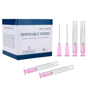 18 Gauge 1-Inch(25mm) Needle Luer Lock Lab Accessories, with Cap, Individually Wrapped, for Scientific & Industrial, Packs of 100