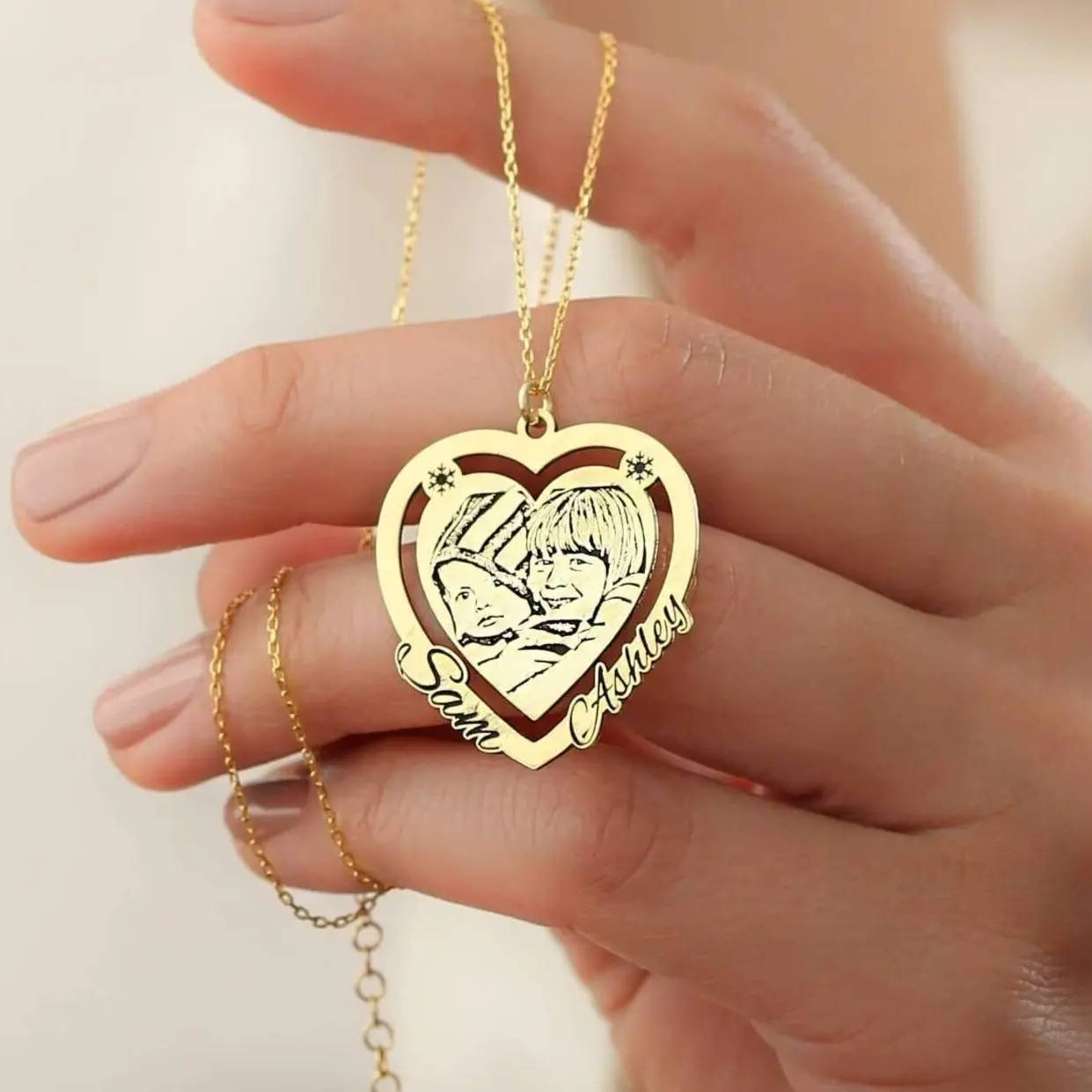 Photo Engraved Heart Necklace