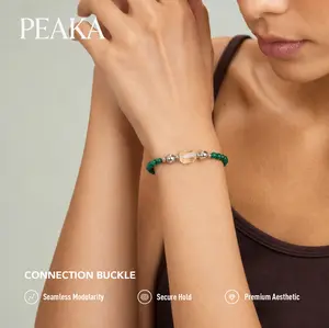 Peaka Citrine Charm Pendant and Malachite Bracelet Jewelry Set for Women, Magnetic Clasp Jewelry