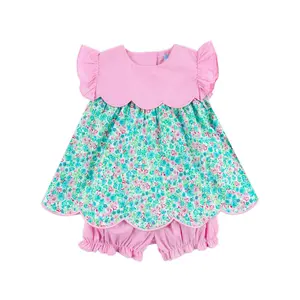 Floral Wonderland Blue Amelia Bloomer Set - Girls 2Pc Outfit