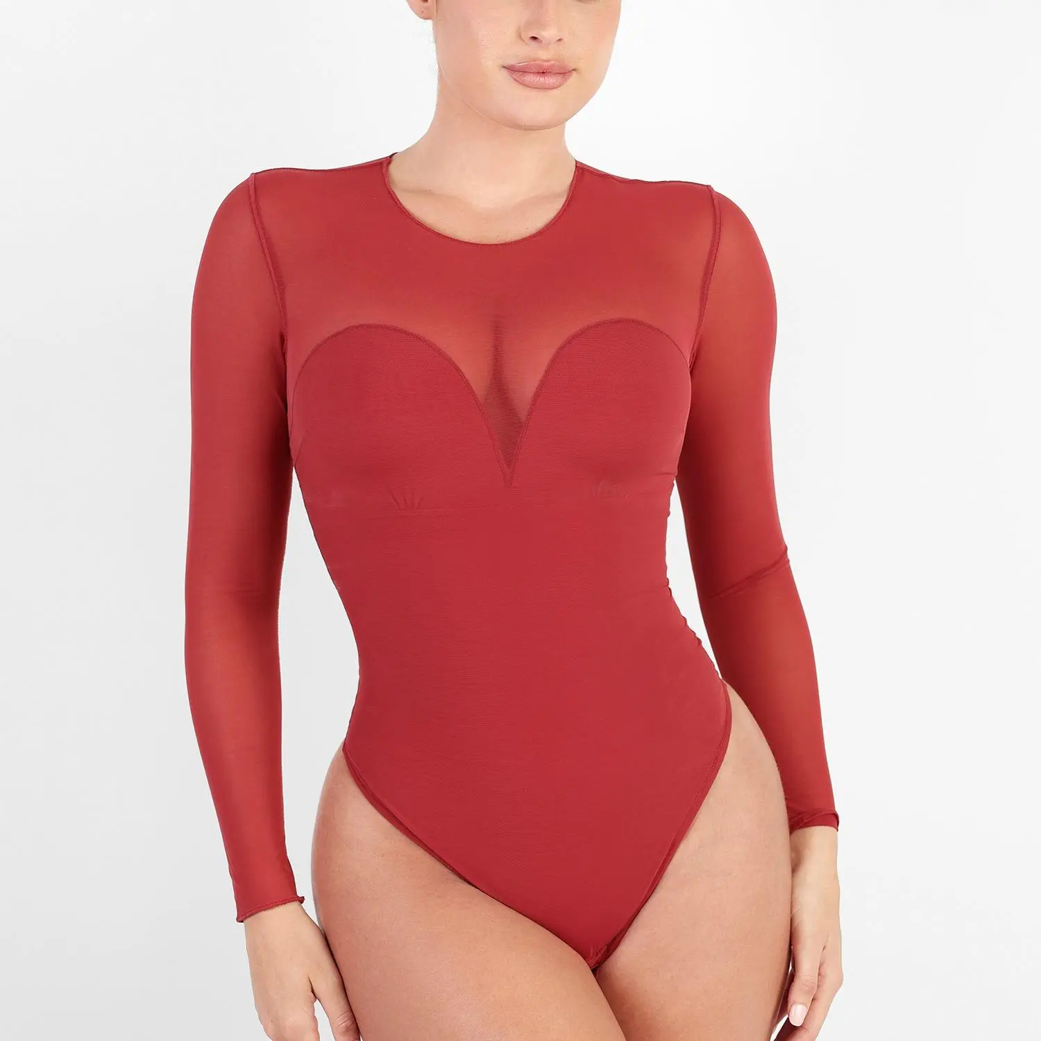 Popilush Essential Deep V-Neck Long Sleeve Bodysuit  Breathable Fabric Sheer Lace Turtleneck #tiktokshopholidayhaul