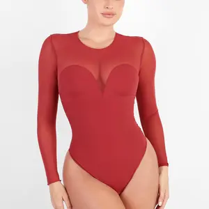 Popilush Essential Deep V-Neck Long Sleeve Bodysuit  Breathable Fabric Sheer Lace Turtleneck #tiktokshopholidayhaul