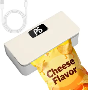 Mini Bag Sealer and Cutter, Rechargeable Potato Chip Bags Heat Sealer Capper, Upgrade Reseals Snack Plastic Bag Heat Seal and Cutter, Portable Bag Resealer for Snack Bags Food Storage