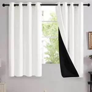 Deconovo 100% Blackout Curtains with Black Liner, Thermal Insulated Noise‑Reducing Grommet Drapes, Double‑Layer Room Darkening for Bedroom, Nursery, Home Office, 2 Panels, Royal Purple, 52W x 54L