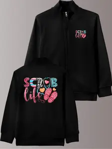 Women's Casual Jacket Coats Outerwear Womenswear with Nurse Print, Stand Collar & Zipper Front, Lightweight Elastic Long Sleeve, Fit, Fall Winter Wear