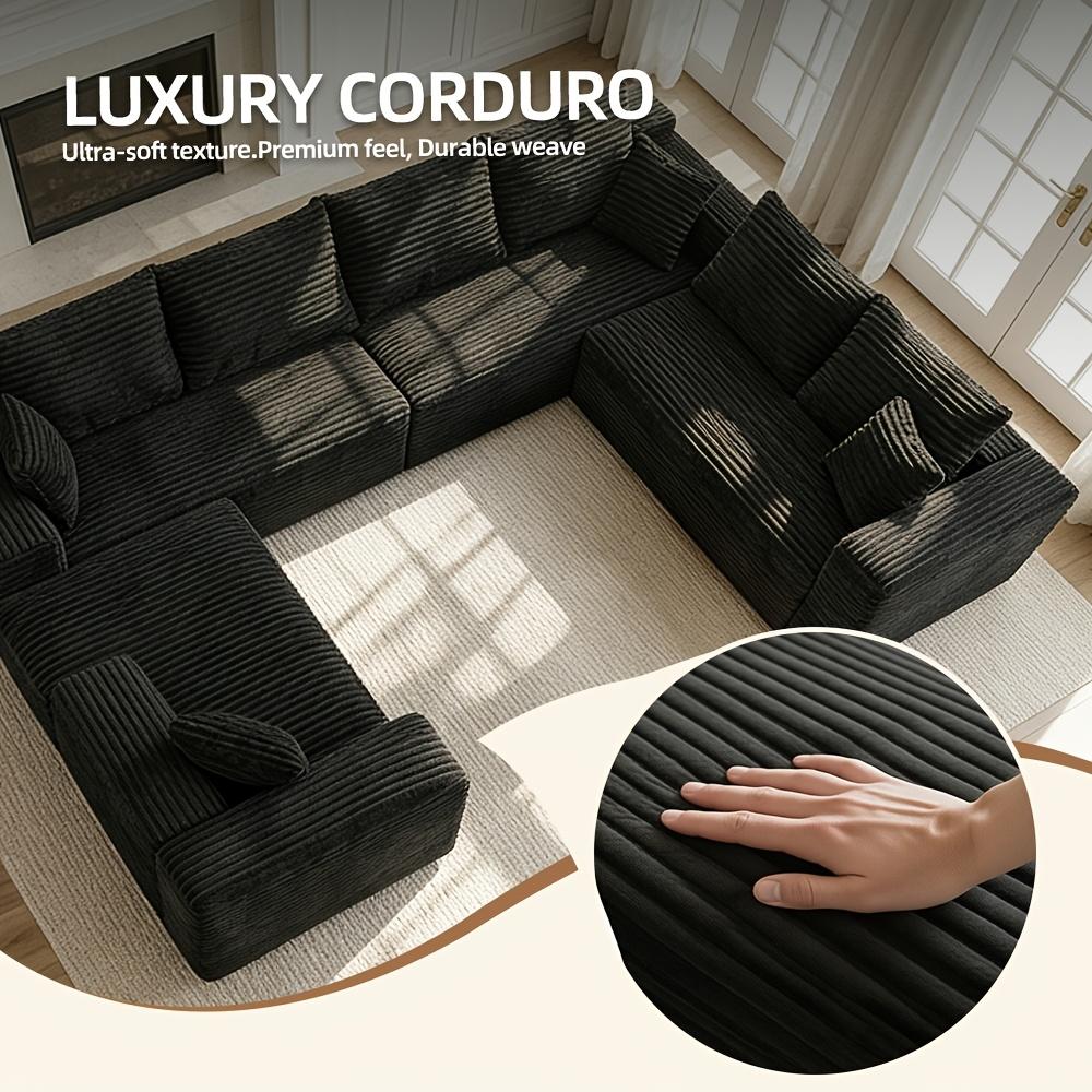 Boneless Cloud Sofa Set - [2-Package Shipping] 120.4-in Extra-Large Flexible 8-Seater U-Shape Modular Sectional Couch with Chaise Lounges, 4-in-1 Convertible Deep-Seat Corner Living Room Furniture, Fully Assembled, Cloud Sofa Living Room Furniture
