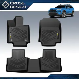CROSSDESIGN TPE Floor Mats Fit for 2013-2024 Toyota RAV4 Front & Rear,All Weather Waterproof Durable Nonslip Truck Floor Mats Accessories