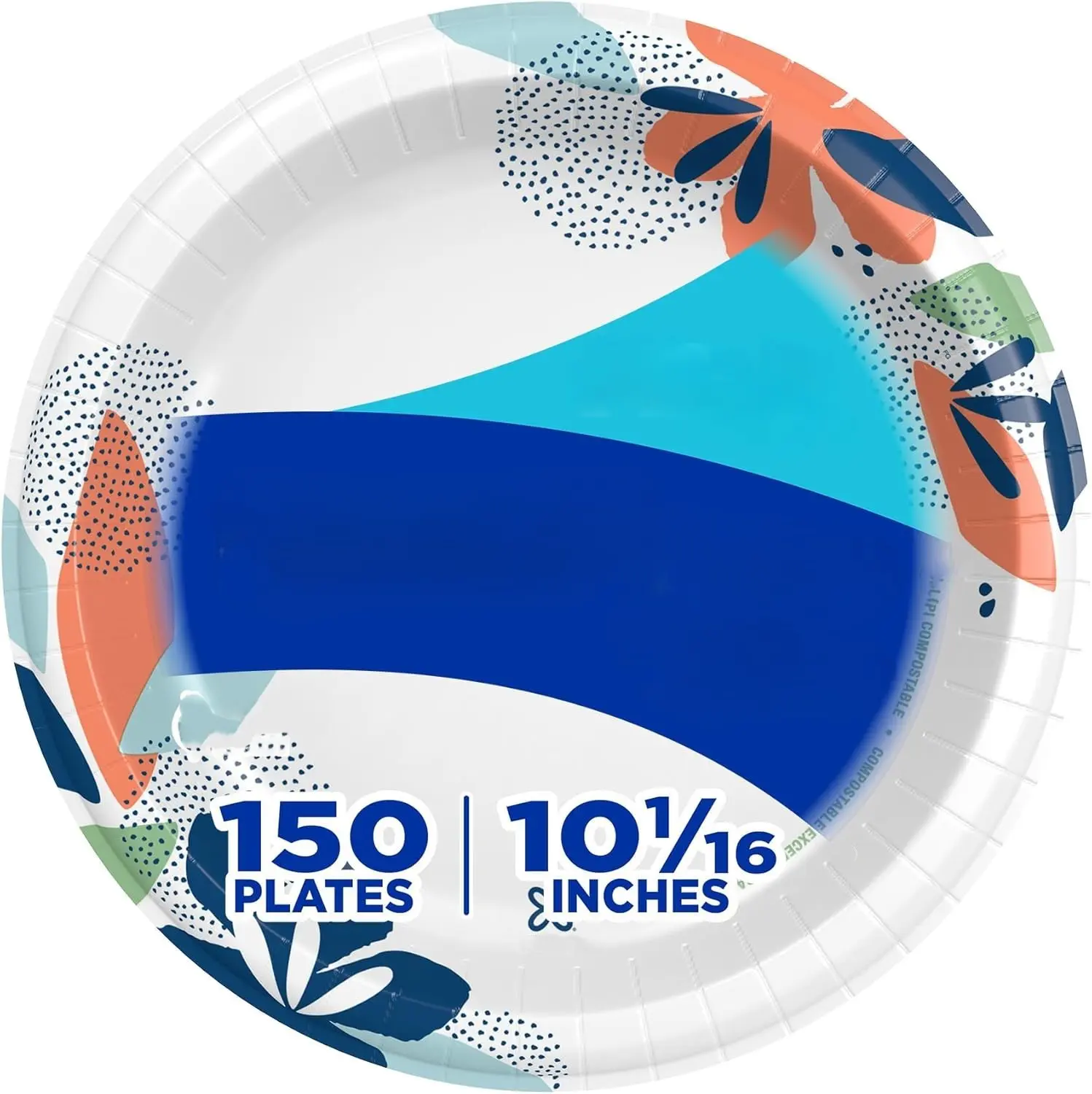 Large Paper Disposable Plates, 10 Inch, 150 Count, 2X Stronger, Microwave-Safe, Soak-Proof, Cut Resistant, Disposable Plates For Everyday Breakfast, Lunch, & Dinner Meals