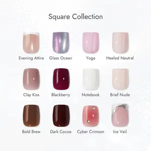 [Buy 1 Get 1 Free]BTArtbox Press On Nails Short - Nude Squoval 3D Press On Nails with Glue for Women, Opaque Soft Gel Cat Eye Square French Tip Glue On Nails in 15 Sizes - 30 Stick On Nails Kit, Deals For You