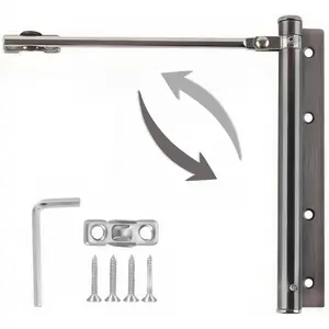 Automatic door closing tool, suitable for doors weighing up to 50 kg, 150° opening angle, spring-loaded self-closing hinges, adjustable locking speed, stainless steel soft-closing top catch, arm screw and wrench lock, easy to install door closer