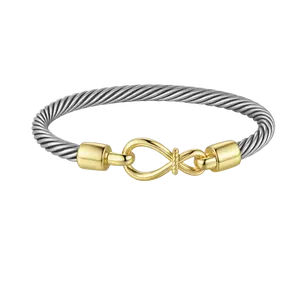 Aprilery Two - Tone Twisted Rope Infinity Bracelet, Fashion Jewelry for Daily/Party Wear