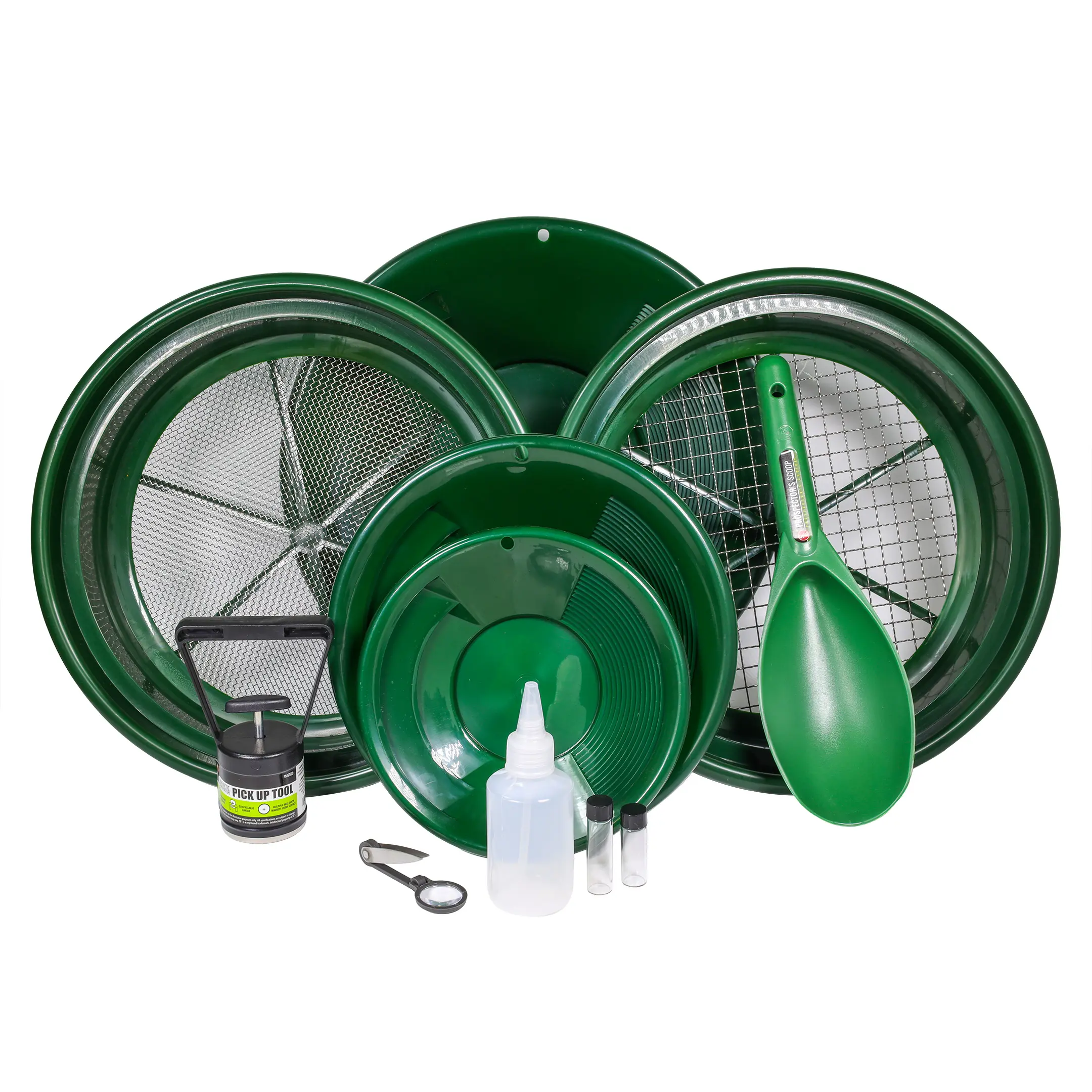 ASR Outdoor 11pc Gold Prospecting Equipment Kit with Vials and Magnifier for Classifying, Panning, and Capturing Precious Metals
