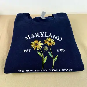 Embroidered Maryland Black-Eyed Susan Sweatshirt, US State Flowers Embroidery Crewneck, Maryland 1788 Sweatshirt, Maryland Gift