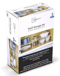 Mainstays Pantry Kitchen Wire Shelf Storage Dish, Cups, Food Organizer Set, 3 Pieces, White