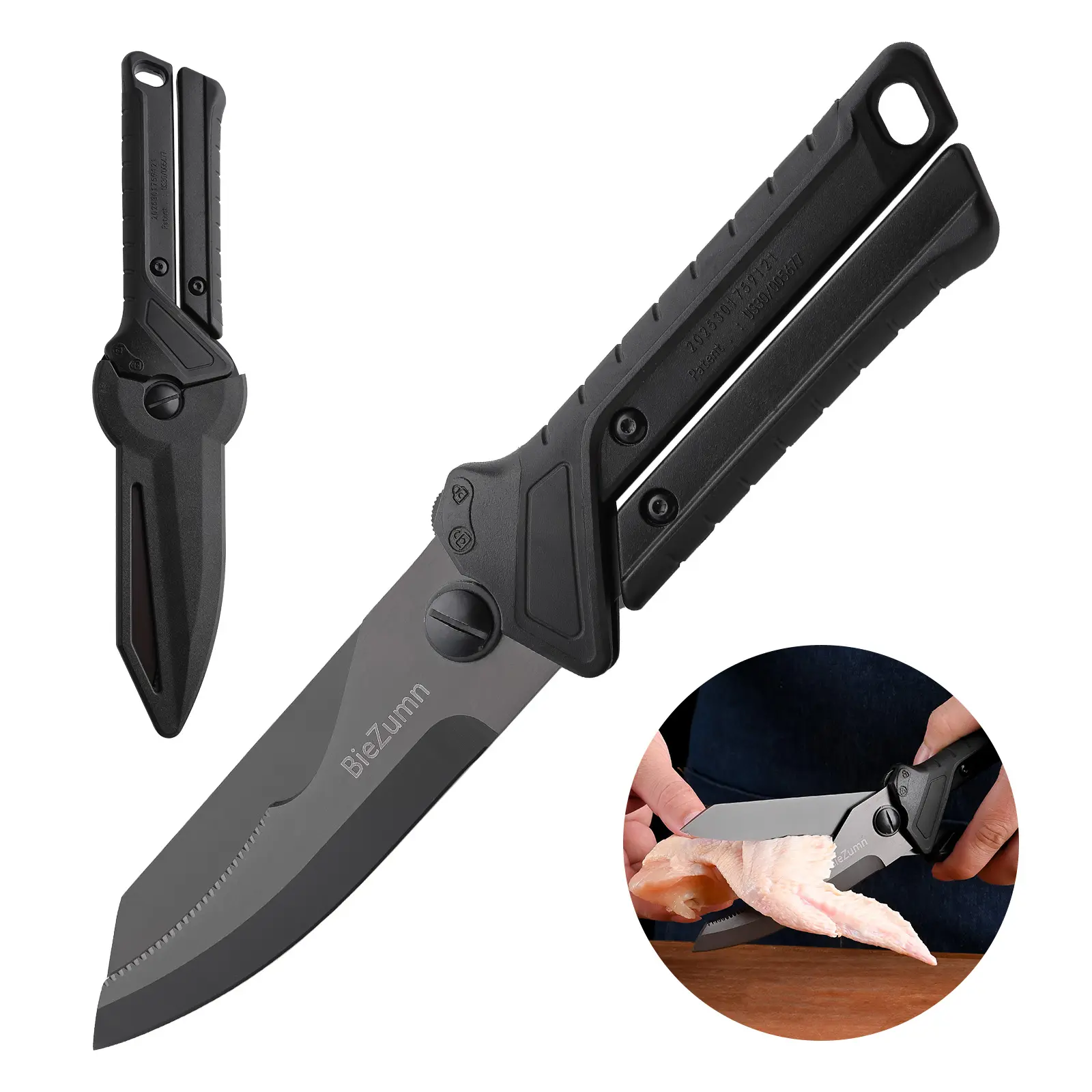 Multifunctional 2-in-1 Kitchen Scissors - Thick Stainless Steel Durable 2-in-1 Tool, Ergonomic Heavy-Duty Chicken Bone Cutter, Detachable Design for Home BBQ, Fish Cutting