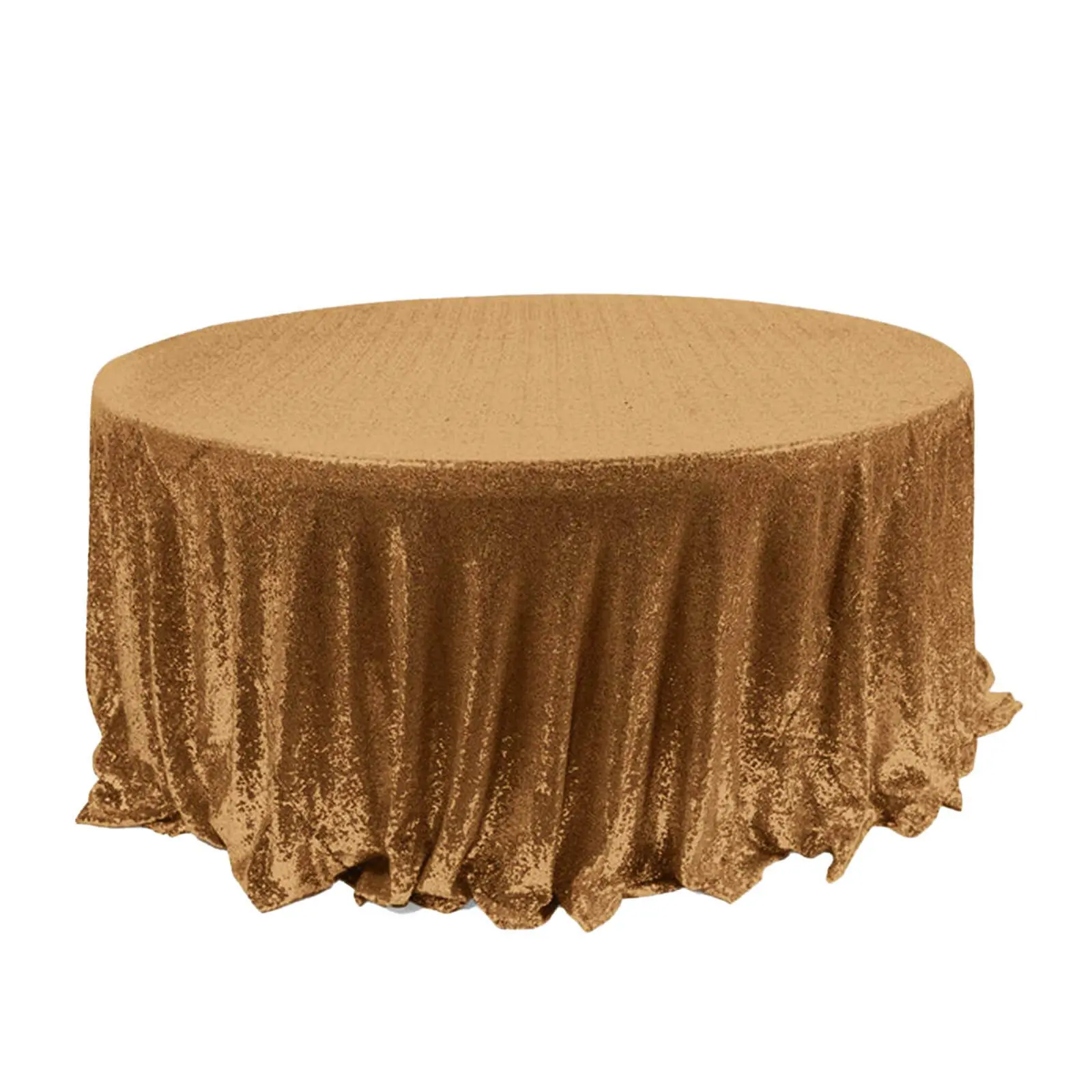 Gold Sequin 120" Round Seamless Tablecloth - Glittering Design for Sophisticated Corporate Events, Arches, Backdrops