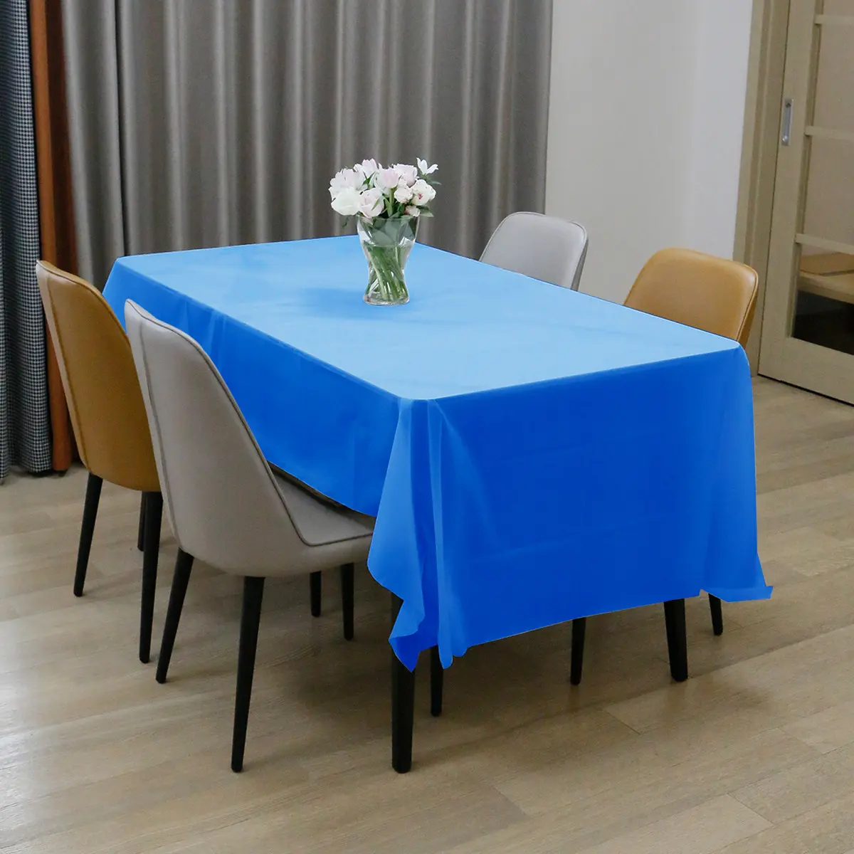 Disposable Plastic Tablecloth 54 x 108 in - Solid Plastic Table Cloth for Rectangle Table up to 8 Feet, Indoor Outdoor Table, Picnic Table Cover, Suitable for Birthday Wedding Graduation Baby Shower
