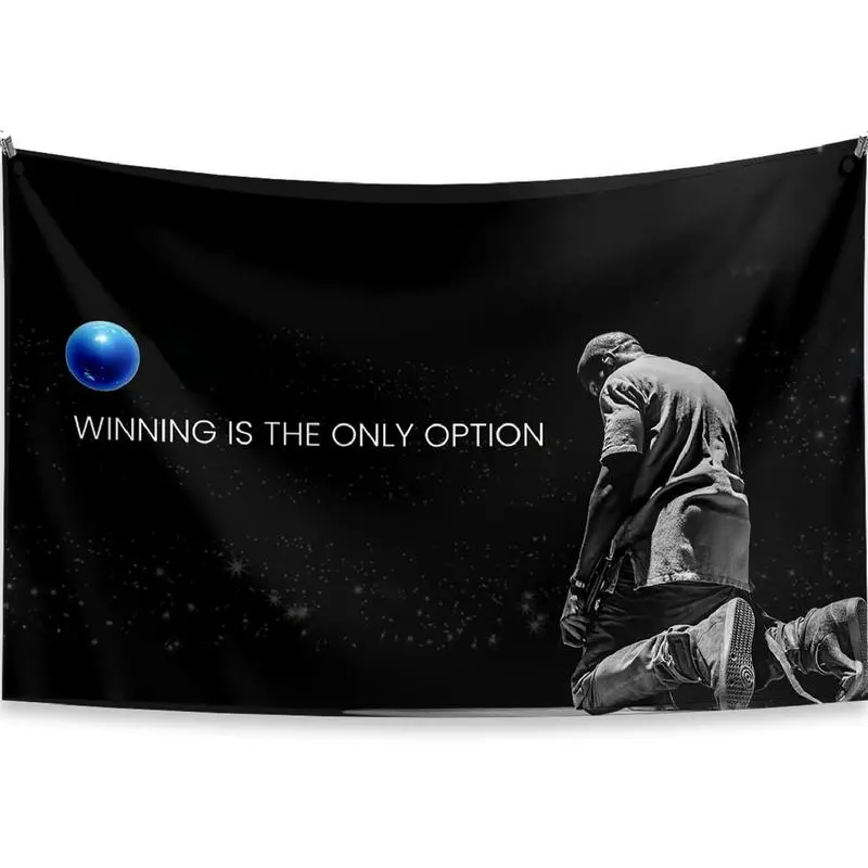 K-W 3x5 Ft Cloth Banner Tapestry, "Winning Is The Only Option" Rapper Art Print Wall Hanging for Home Decor
